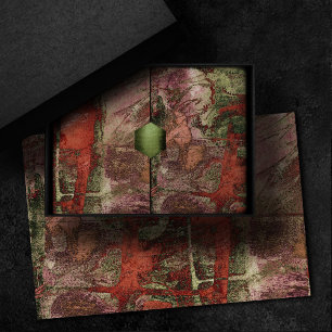 Papel De Seda Graffiti pintado Grunge Otoño Resto Verde Rojo