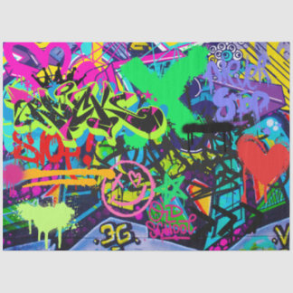 Papel De Seda Graffiti Wall Urban Vibrant Decoupage Paper