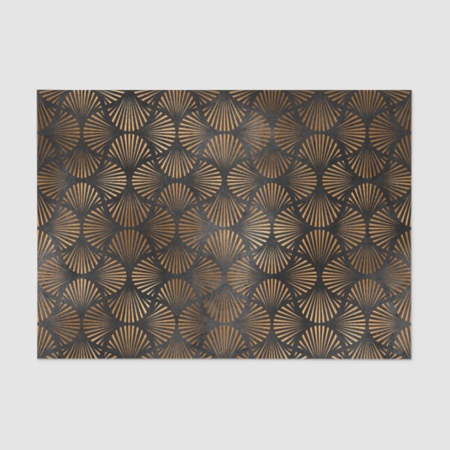 Papel De Seda Gráfico de la trama del ventilador del cobre negro (Anverso)