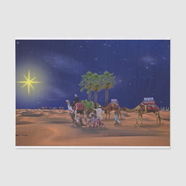 Papel De Seda Gráfico de Navidades Estelares de Hombres Sabios (Anverso)