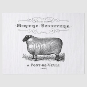 Papel De Seda Gráfico francés de las ovejas del vintage