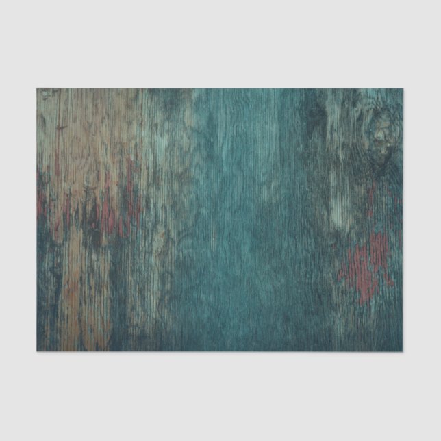 Papel De Seda Grain de madera azul turquesa rústico campestre (Anverso)