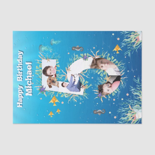 Papel De Seda Gran 5.º Collage de fotos De Cumpleaños Bajo El Ma (Anverso)