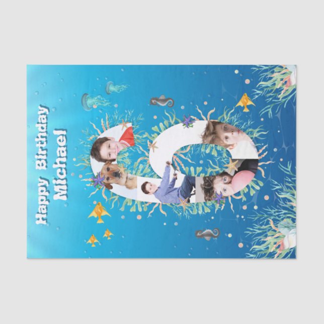 Papel De Seda Gran 6.º Collage de fotos De Cumpleaños Bajo El Ma (Anverso)