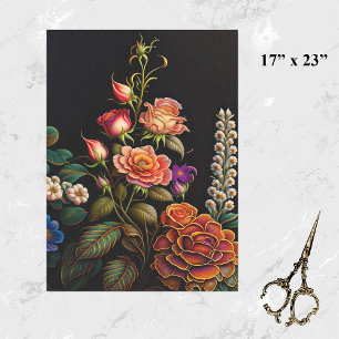 Papel De Seda Gran arte de Bouquet rosa rosa floral