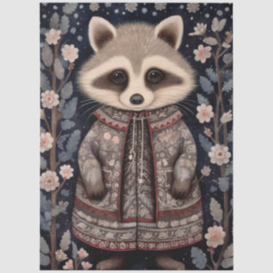 Papel De Seda Gran bosque de bosques Raccoon Decoraciones floral