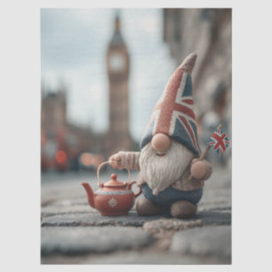 Papel De Seda Gran Bretaña con Union Jack Gorra y Teapot
