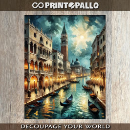 Papel De Seda Gran Canal de Venecia por la noche