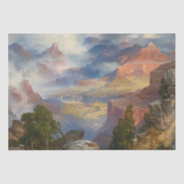 Papel De Seda Gran Cañón en niebla (por Thomas Moran) (Anverso)
