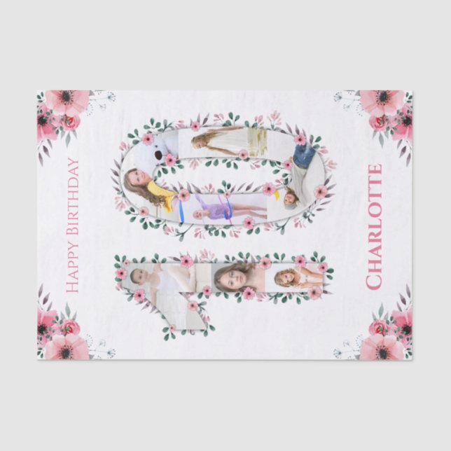 Papel De Seda Gran Chica de cumpleaños número 10 Collage de foto (Anverso)