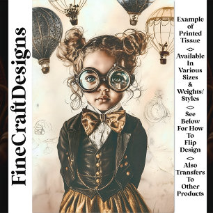 Papel De Seda Gran Chica victoriano Steampunk W7 Decoupage