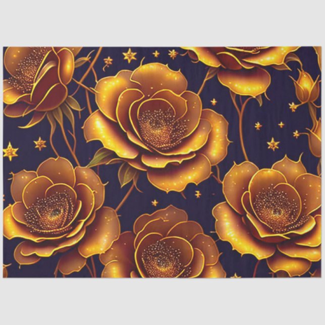 Papel De Seda Gran colección de Rosas de moda Gold de lujo (Anverso)