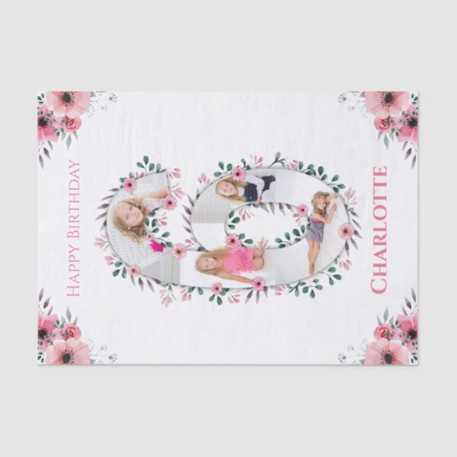 Papel De Seda Gran Collage de fotos Chica de cumpleaños 6 Flor r (Anverso)