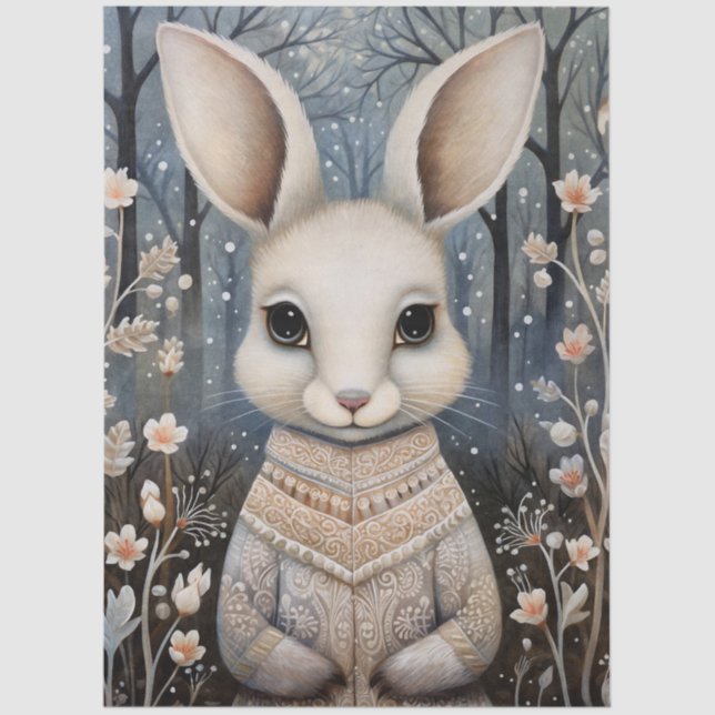 Papel De Seda Gran Conejo Forestal de Bosques de Bosques de Bosq (Anverso)