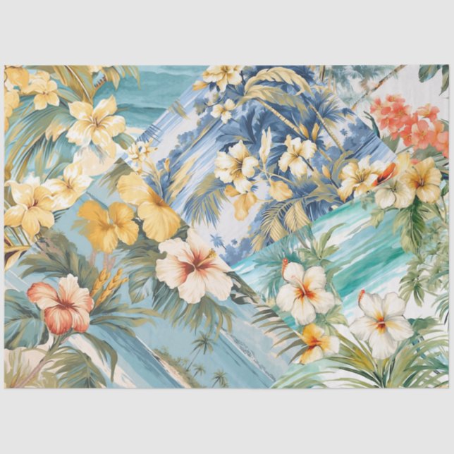 Papel De Seda Gran Decoración De Flores Oceánicas Inspiradas En  (Anverso)