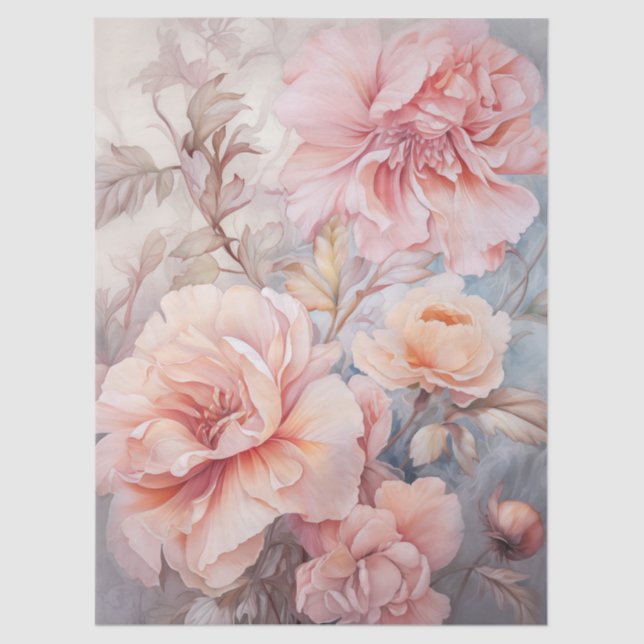 Papel De Seda Gran Decoración Etérea Floral Rosa (Anverso)