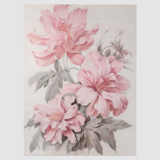 Papel De Seda Gran Decoración Etérea Floral Rosa (Anverso)