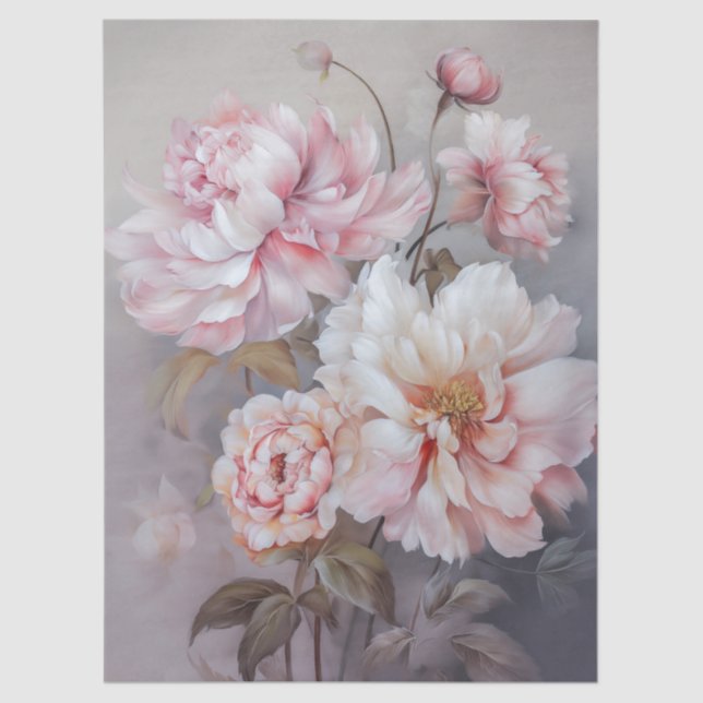 Papel De Seda Gran Decoración Etérea Floral Rosa (Anverso)