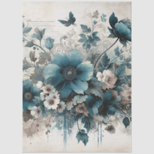 Papel De Seda Gran Decoración Floral Inspirada En La Vintage Azu
