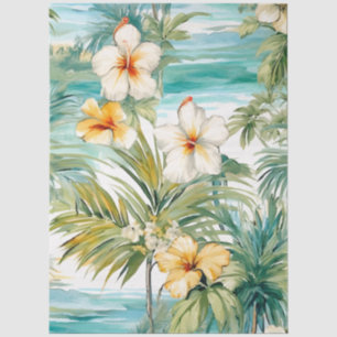 Papel De Seda Gran Decoupage Tropical Pastel Hibiscus