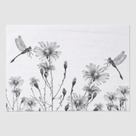 Papel De Seda GRAN deshielo de la libélula de flores silvestres