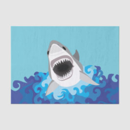 Papel De Seda Gran dibujo animado divertido del tiburón blanco