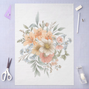 Papel De Seda Gran Elegante acuarela Floral Bouquet Decoupage