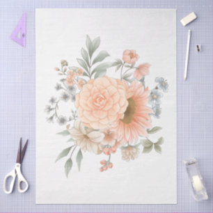 Papel De Seda Gran Elegante acuarela Floral Bouquet Decoupage