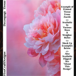 Papel De Seda Gran Flor de Peonía Rosa Hermosa Decoupage EY9R
