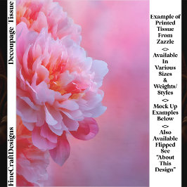 Papel De Seda Gran Flor Hermosa de Peonía Rosa Decoupage EY9L