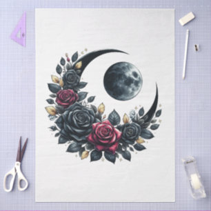 Papel De Seda Gran Gótico floral Creciente Luna y descomposición