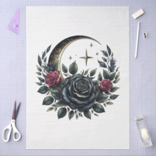 Papel De Seda Gran Gótico floral Creciente Luna y descomposición