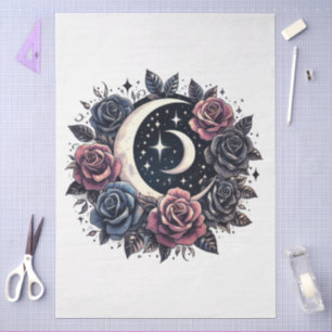 Papel De Seda Gran Gótico floral Creciente Luna y descomposición