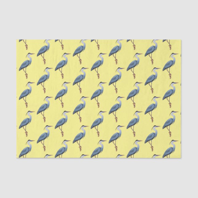 Papel De Seda Gran ilustracion personalizado de garza azul (Anverso)