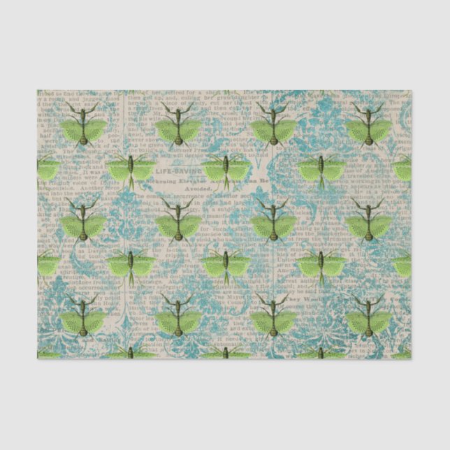 Papel De Seda Gran insecto verde (Anverso)