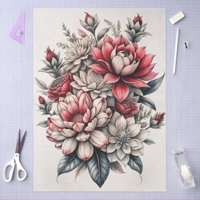 Papel De Seda Gran Mueble de Decoupage Floral Elegante (Artesanía)