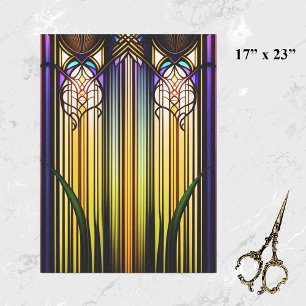 Papel De Seda Gran obra de arte Art Nouveau colorida de vidrio c
