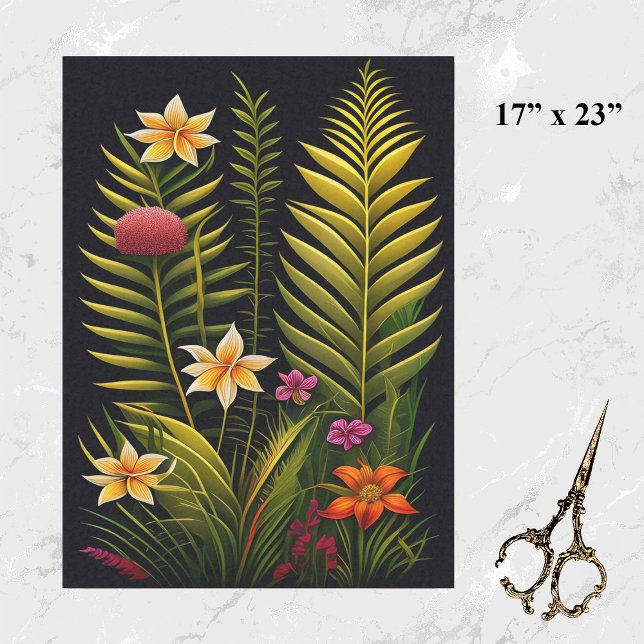 Papel De Seda Gran obra de arte floral verde tropical (Subido por el creador)