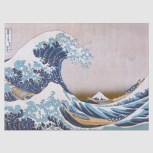 Papel De Seda Gran ola de tsunami frente a Kanagawa Japón por Ho