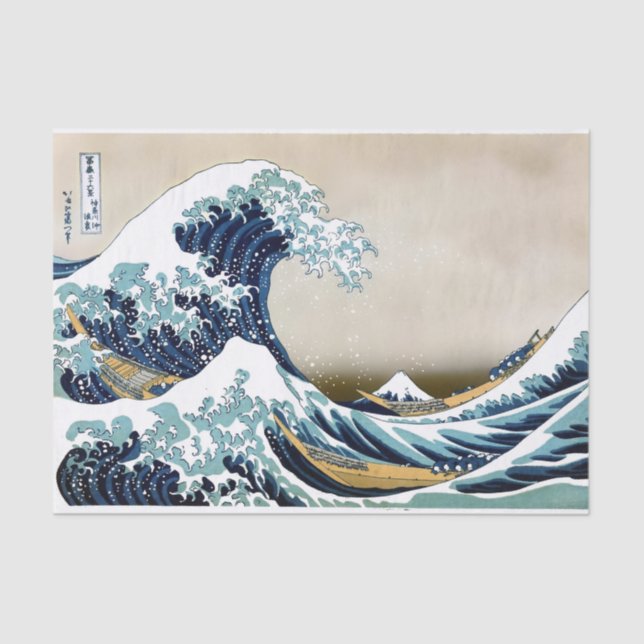 Papel De Seda Gran onda de alta calidad de Kanagawa por Hokusai (Anverso)