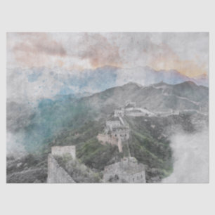 Papel De Seda Gran pared de acuarela de china