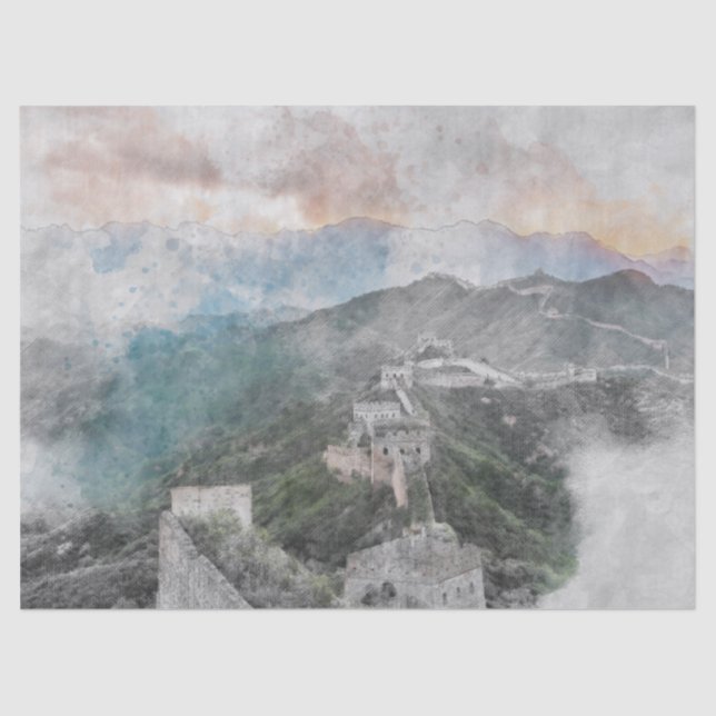 Papel De Seda Gran pared de acuarela de china (Anverso)