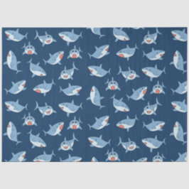 Papel De Seda Gran patrón marino de tiburones blancos