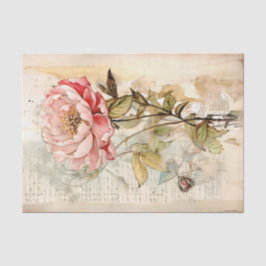 Papel De Seda Gran peonía rosa de estilo vintage ligeramente abs
