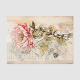 Papel De Seda Gran peonía rosa de estilo vintage ligeramente abs