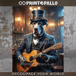 Papel De Seda Gran perro danés con vestimenta victoriana y guita