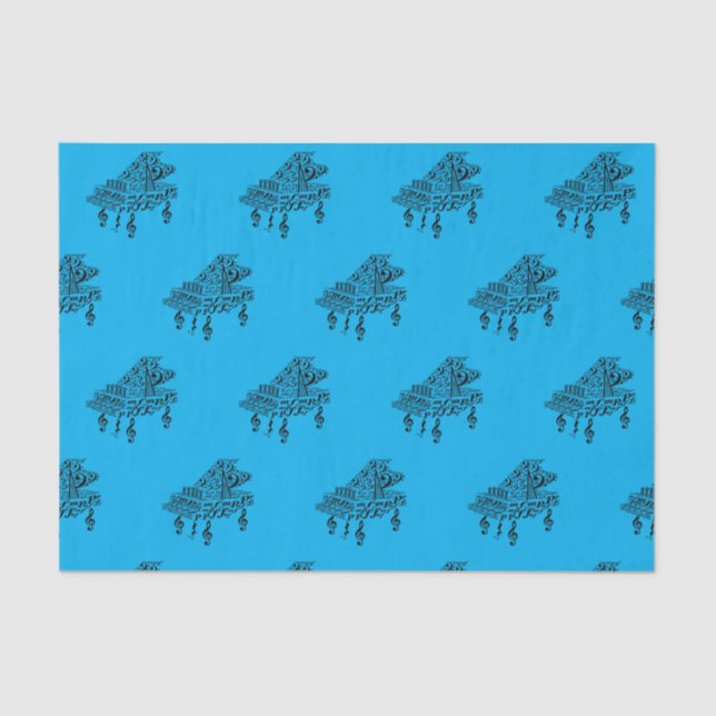 Papel De Seda Gran piano, símbolos musicales, profesor de música (Anverso)