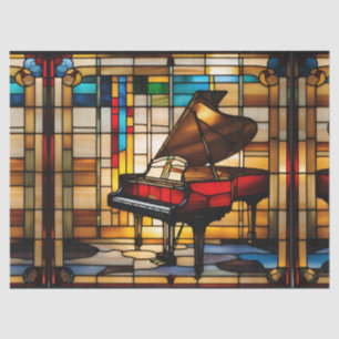 Papel De Seda Gran Piano Vidrio Pintado Falso para Arte de Decou