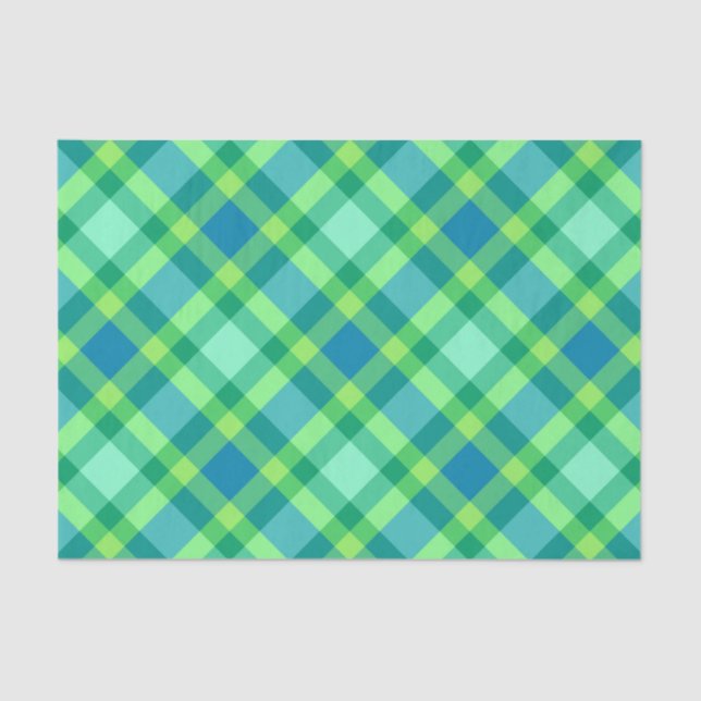 Papel De Seda Gran Planta Moderna, Verde Jade Y Turquesa (Anverso)