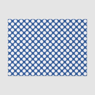Papel De Seda Gran punto retro - blanco y azul cobalto